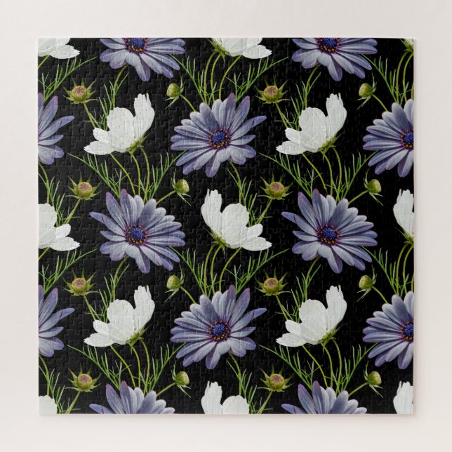 Cosmos Daisy Floral Seamless Collage Jigsaw Puzzle (Vertical)