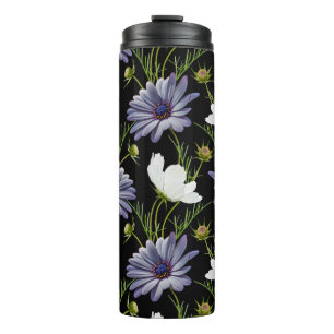 Cosmos Daisy Floral Seamless Collage Thermal Tumbler