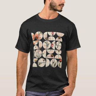 Cosmos Flower Floral Geometric Half Circles T-Shirt