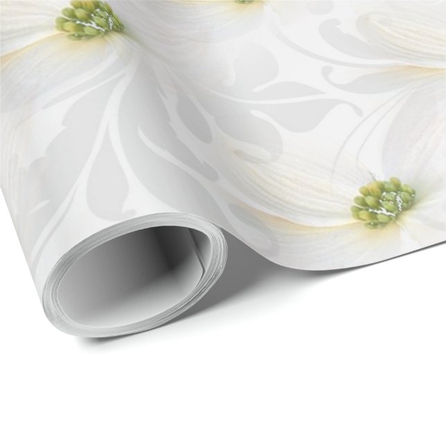 Cosmos flower on White Wedding Elegance   Wrapping Paper (Roll Corner)