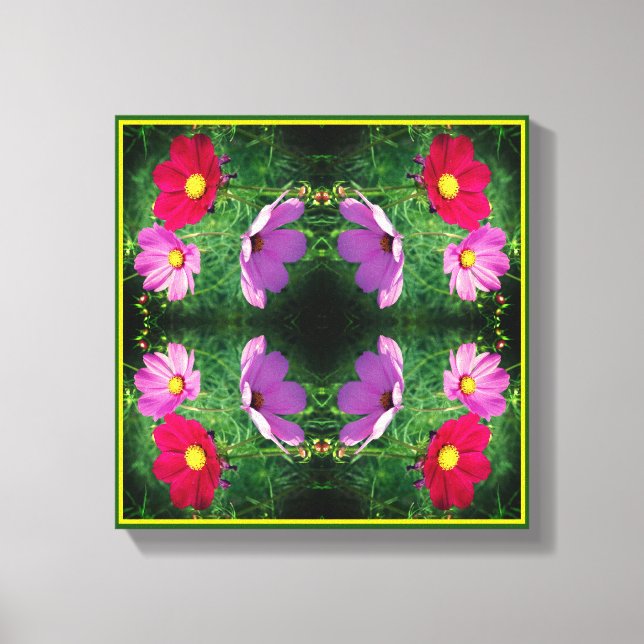 Cosmos Flower Trio Abstract Canvas Print (Front)