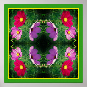 Cosmos Flower Trio Mirror Nature Art Poster