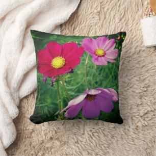 Cosmos Flower Trio  Throw Pillow