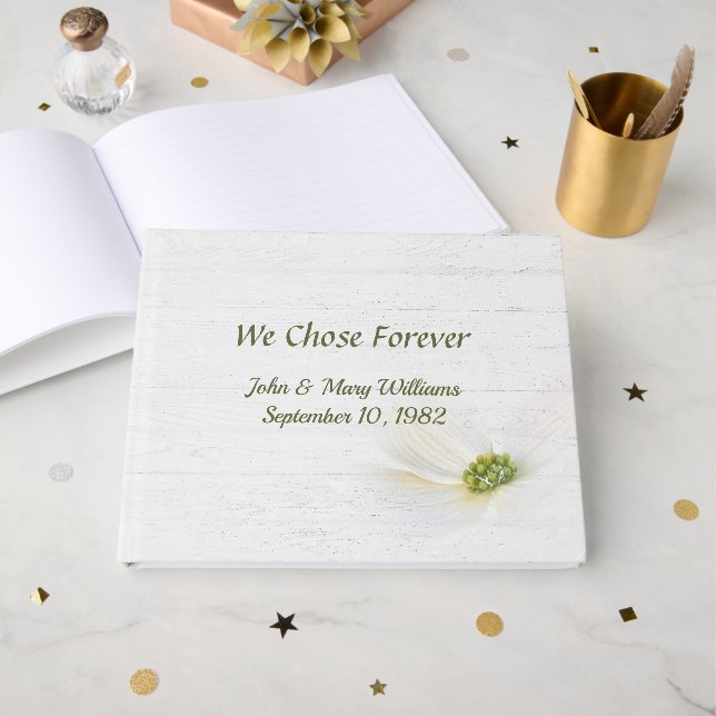 Cosmos Flower Vow Renewal Guest Book (Front Open)