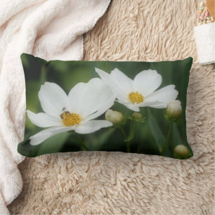 Cosmos Flowers And Bee   Lumbar Pillow