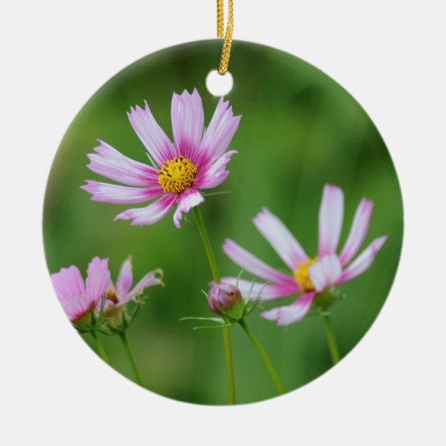 Cosmos Flowers Ceramic Ornament (Front)
