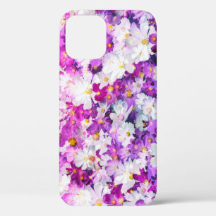 Cosmos flowers: floral pink purple background iPhone 12 case