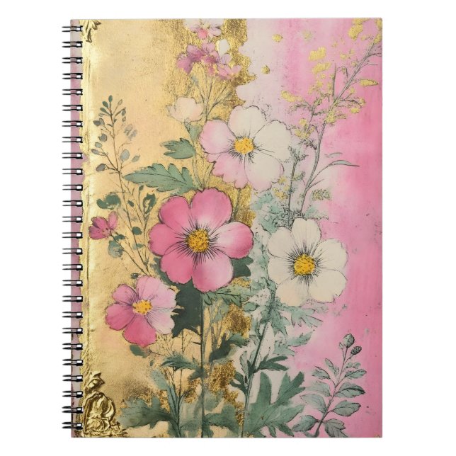 Cosmos flowers in full bloom with petals in shad   notebook (Front)