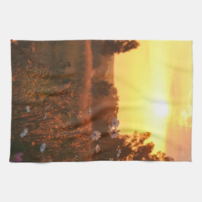 Cosmos flowers in sunset  kitchen towel (Horizontal)