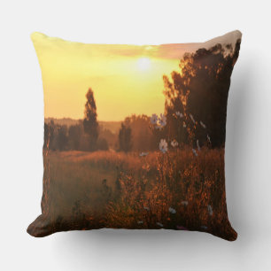 Cosmos flowers in sunset throw pillow