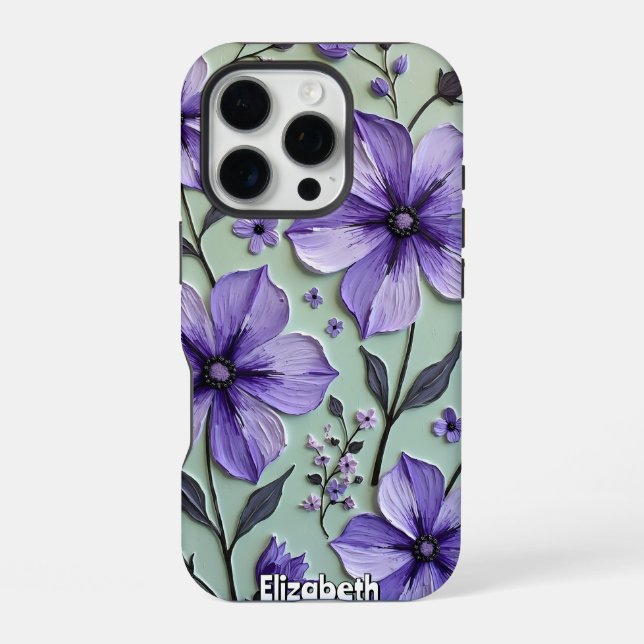 Cosmos Flowers on a Blue Canvas iPhone Case (Back)