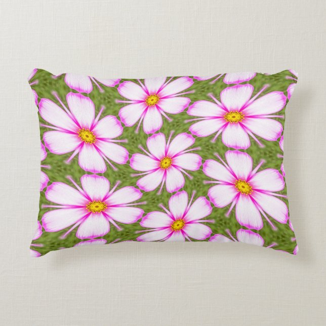 Cosmos Flowers Pattern Accent Pillow (Front)