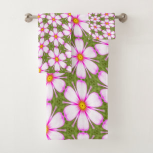 Cosmos Flowers Pattern Bath Towel Set