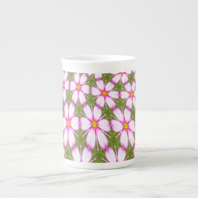 Cosmos Flowers Pattern Bone China Mug (Front)