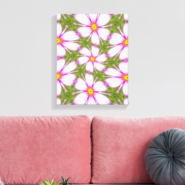 Cosmos Flowers Pattern Canvas Print (Insitu(LivingRoom))