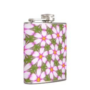 Cosmos Flowers Pattern Hip Flask