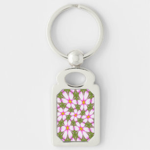 Cosmos Flowers Pattern Keychain