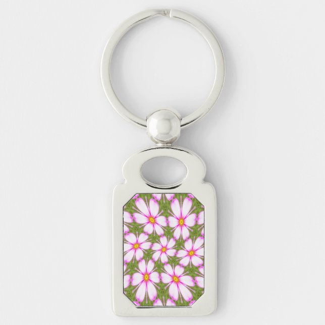 Cosmos Flowers Pattern Keychain (Front)