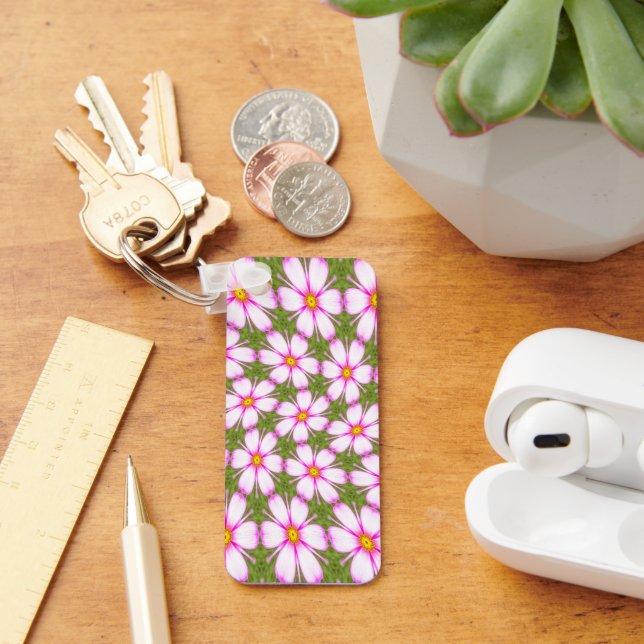 Cosmos Flowers Pattern Keychain (Desk)