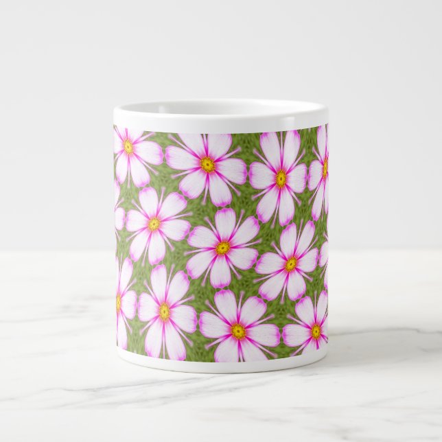 Cosmos Flowers Pattern Large Coffee Mug (Front)