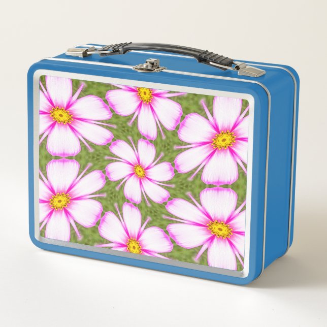 Cosmos Flowers Pattern Metal Lunch Box (Front)