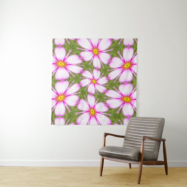 Cosmos Flowers Pattern Tapestry (In Situ)