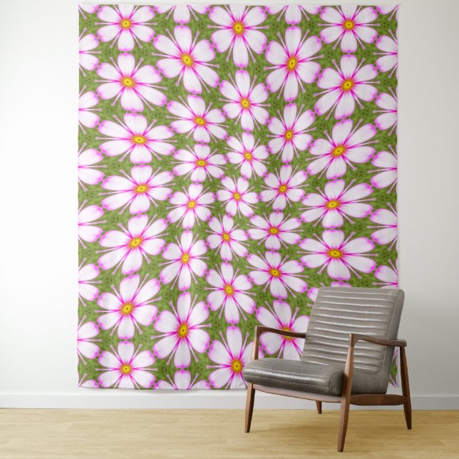 Cosmos Flowers Pattern Tapestry (In Situ)