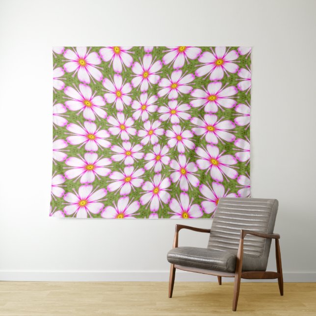 Cosmos Flowers Pattern Tapestry (In Situ (Horizontal))