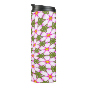 Cosmos Flowers Pattern Thermal Tumbler