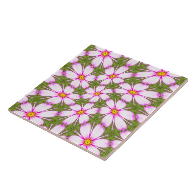 Cosmos Flowers Pattern Tile (Side)