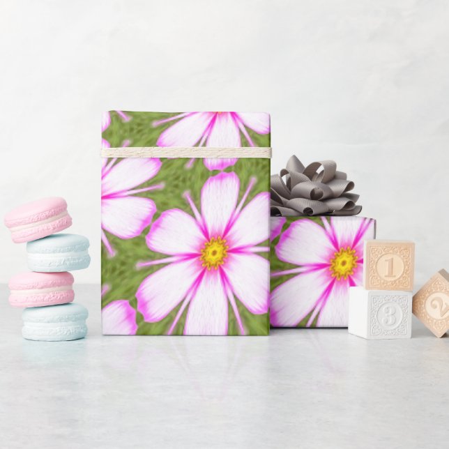 Cosmos Flowers Pattern Wrapping Paper (Baby Shower)