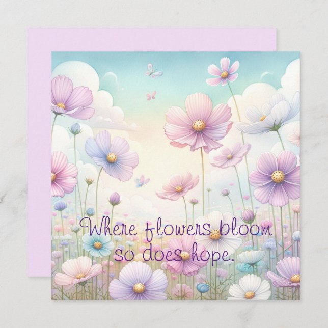 Cosmos Flowers & Quote Card (Front/Back)