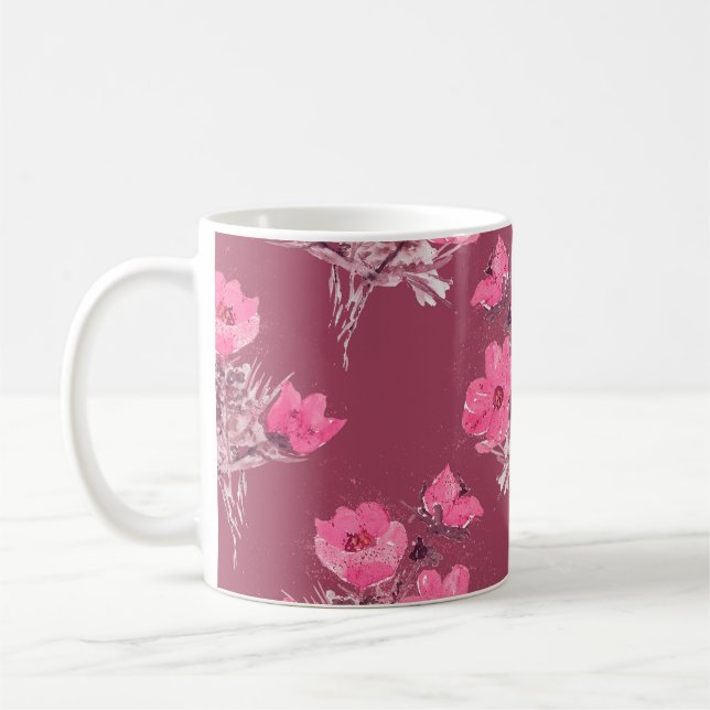 Cosmos flowers seamless patternabstract, art, back coffee mug (Left)