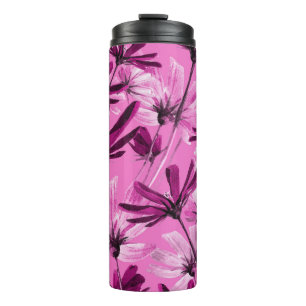 Cosmos Flowers Vintage Seamless Pattern Thermal Tumbler