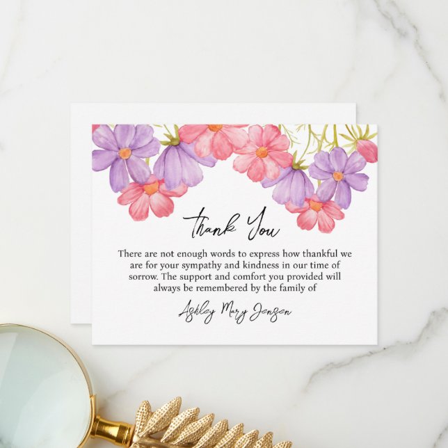 Cosmos Funeral Thank You Card Bereavement (Front/Back In Situ)