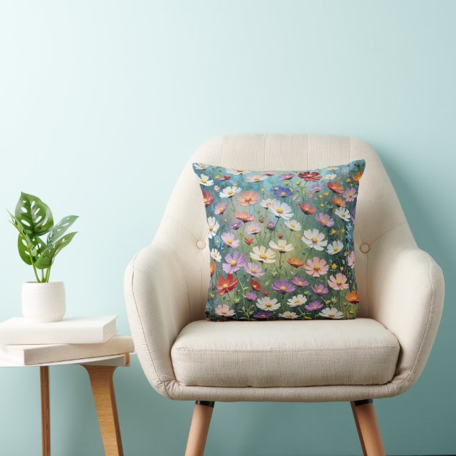 Cosmos Garden Abstract Throw Pillow (Chair)