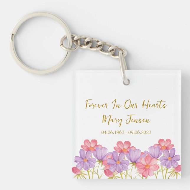 Cosmos Memorial Funeral Photo Keychain (Front)