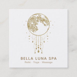~ Cosmos Moon Shaman Lunar Gold Square Business Card