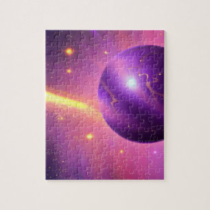 Cosmos Pink and Purple Galactic Planet in Universe Jigsaw Puzzle