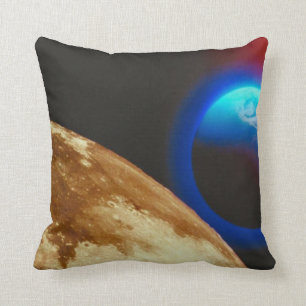 Cosmos Planet and Moon Throw Pillow