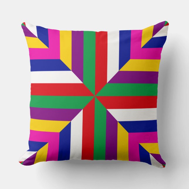 Cosmos-prototype - Green/Red – Balanced Throw Pillow (Front)