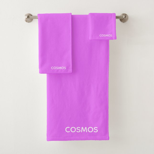 Cosmos purple color name bath towel set (Insitu)