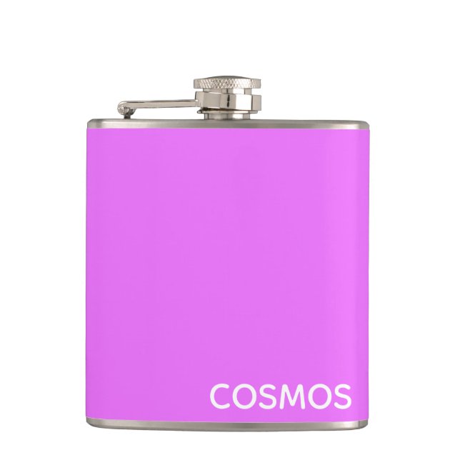 Cosmos purple color name hip flask (Front)