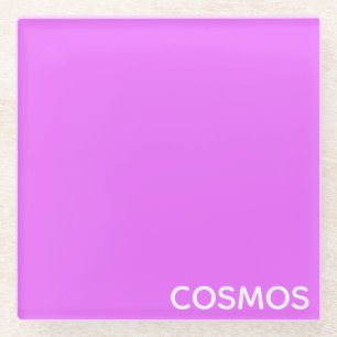 Cosmos purple colour name glass coaster