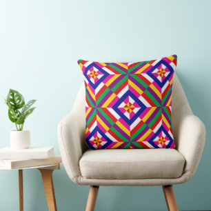 Cosmos-repeat - Green/Purple Double Sided DIY Throw Pillow