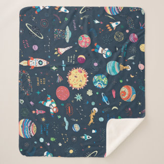 Cosmos Space: Hand Drawn Sherpa Blanket
