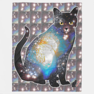 Cosmos Space In Cat Fleece Blanket