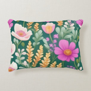 Cosmos, Tulips, and Poppies Floral Delight Accent Pillow