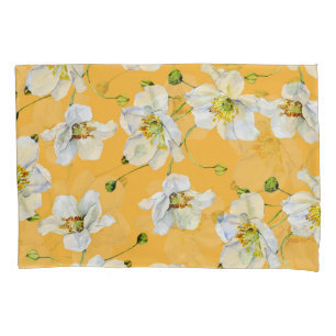 Cosmos, watercolor, seamless, floral pattern. pillowcase