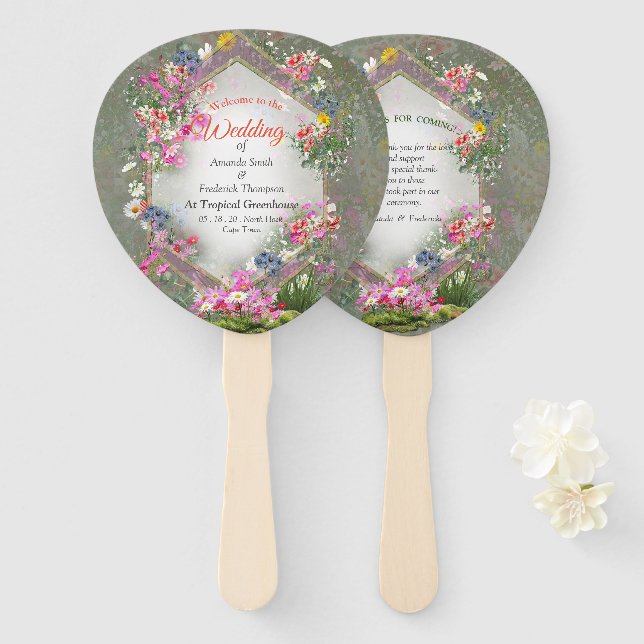 Cosmos Wilderness Wild-Flowers Hand Fan (Front and Back)